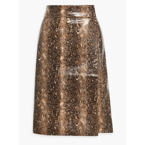 GANNI Snake Print Leather Midi Skirt - NWT - Picture 3 of 4